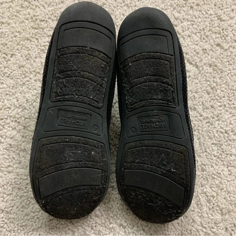 Girls MICHAEL KORS Black SEQUIN Slip On BALLET Bow FLATS Shoes Size 4
